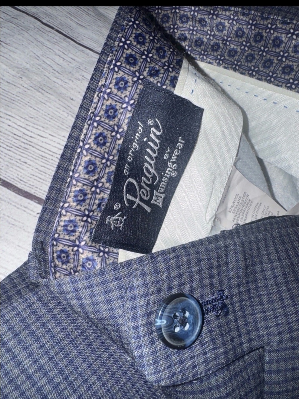 Penguin Blue Men’s Dress Pants 32 X 32 Slim Fit Wool Blend
